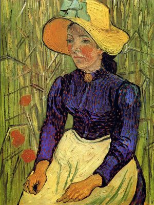 puzzle model Young Peasant Woman with Straw Hat Sitting in the Wheat